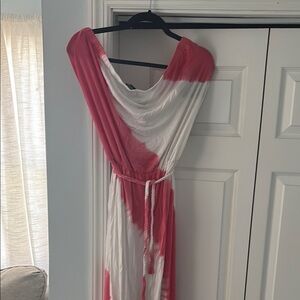 Cynthia Rowley Pink and White Maxi Dress strapless